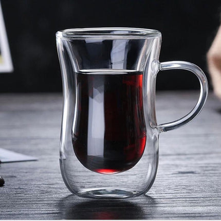 كوب زجاجي شفاف مزدوج الجدار