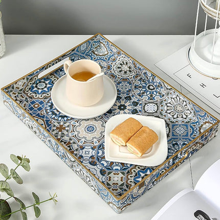 Serving Trays with Handles - Bohemian Decorative hand painted 2 size