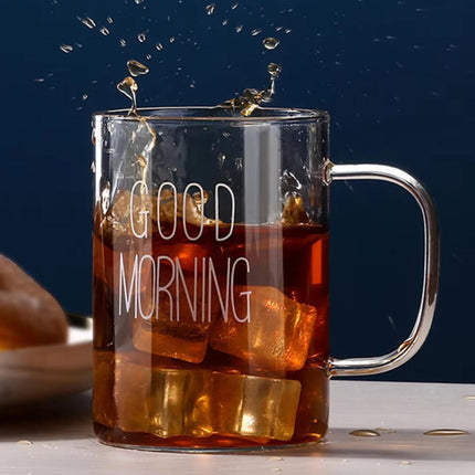 كوب زجاجي "صباح الخير" سعة 500 مل