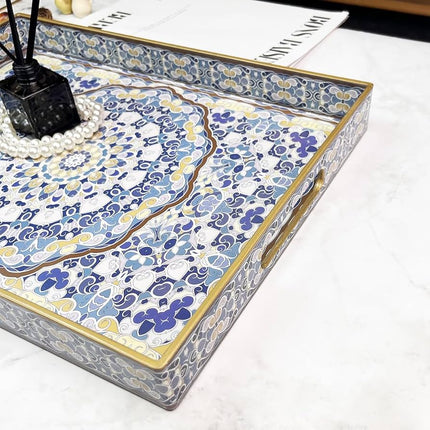 Serving Trays with Handles - Bohemian Decorative hand painted 2 size