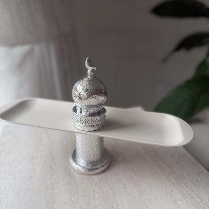 Metal ramadan offwhite silver stand manara style