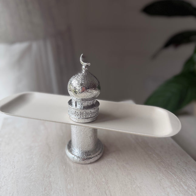 Metal ramadan offwhite silver stand manara style