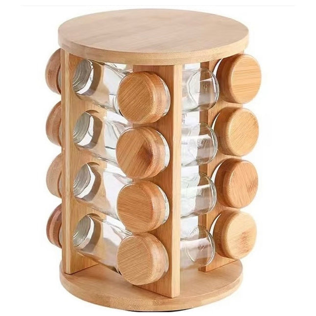 Rotating wooden spice holder