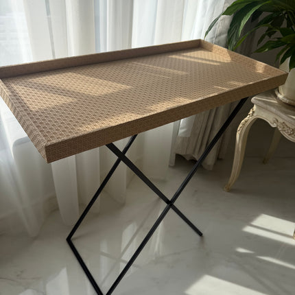 Folded leather display table