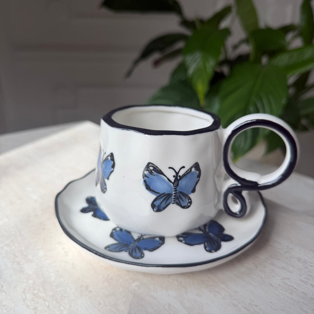 Butterfly crafted ceramic mug