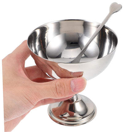 Ice Cream Footed Bowls Stainless Steel Reusable Dessert Cups