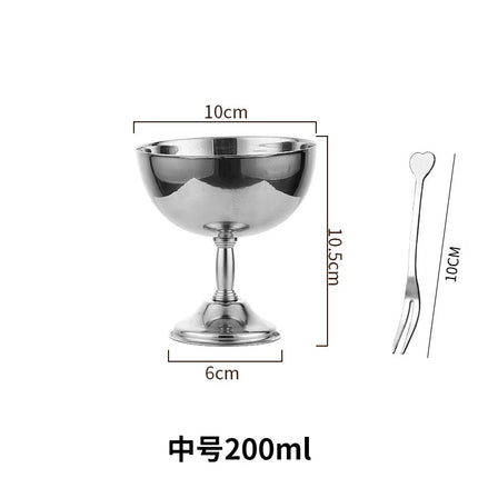 Ice Cream Footed Bowls Stainless Steel Reusable Dessert Cups