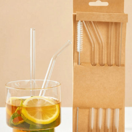 Set of glass straws reusable