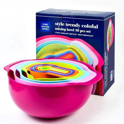 مجموعة أوعية خلط بلاستيكية مكونة من 10 قطع