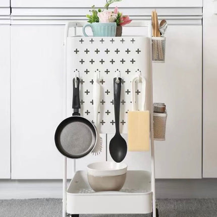 عربة معدنية متعددة الأغراض باللون الأبيض