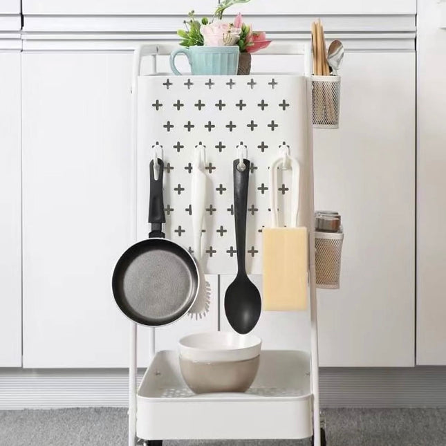 عربة معدنية متعددة الأغراض باللون الأبيض