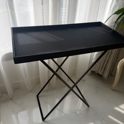 Folded leather display table