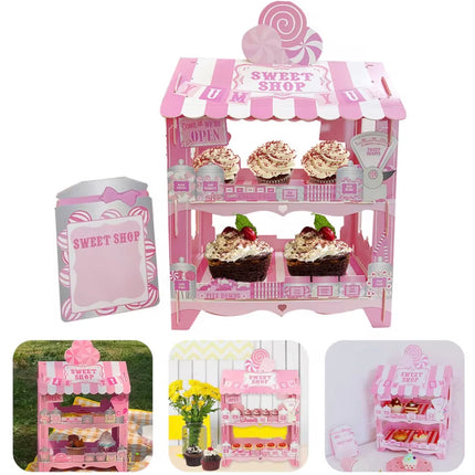 Pink House Dessert Rack Double Layer Cake Stand