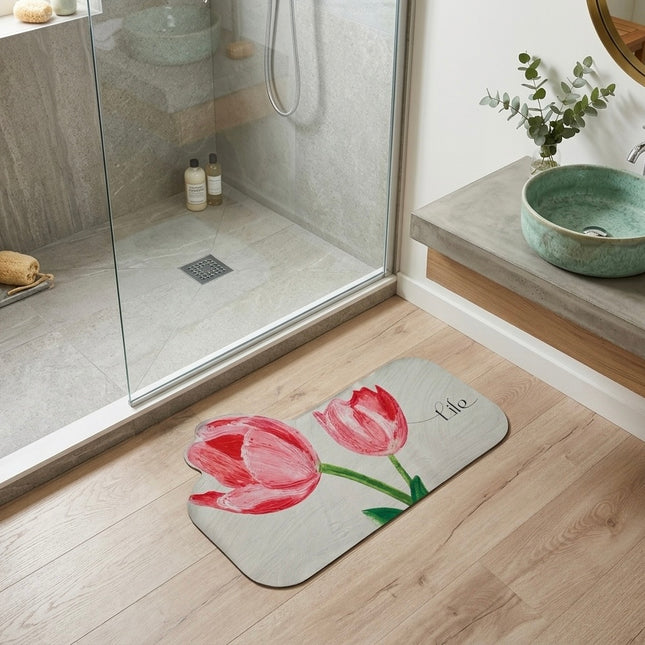Floral-Shaped Bathroom Bathtub, Quick-Drying Highly Absorbent Mat