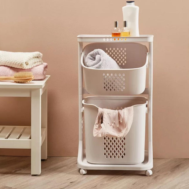 2 layer laundry basket trolley