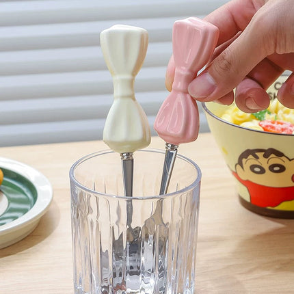 Bow ceramic spoon stainless steel