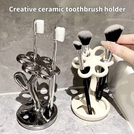 حامل فرشاة الأسنان الإبداعي من السيراميك قطعة واحدة