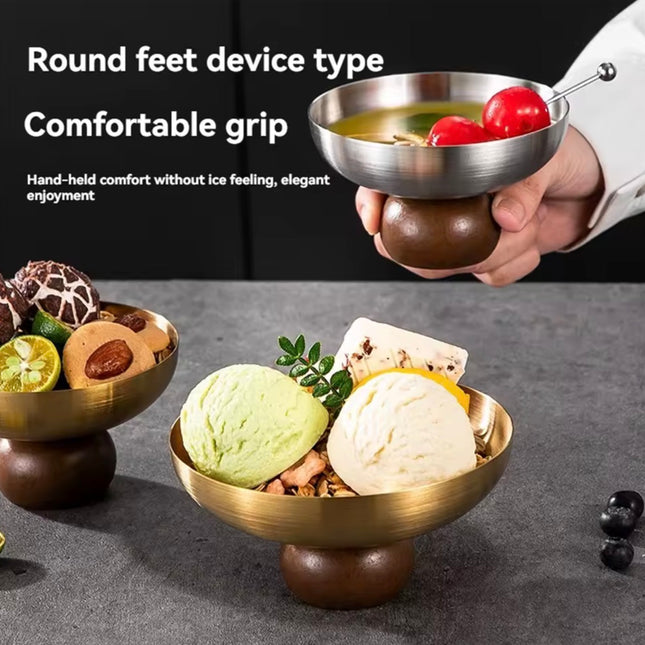 وعاء حلوى قصير القاعدة مصنوع من الفولاذ المقاوم للصدأ