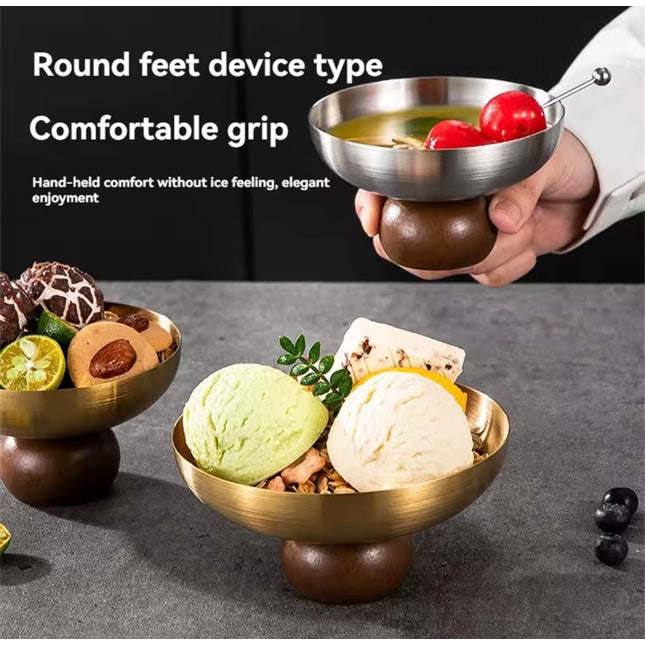 Stainless steel short footed dessert bowl