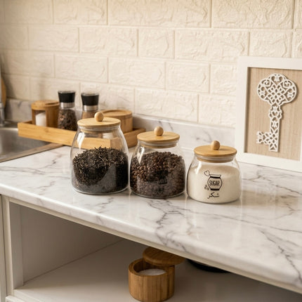 Set of glass storage jar