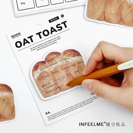 3 pcs set (30 sheet sticky Notes croissant bread bakery series.)