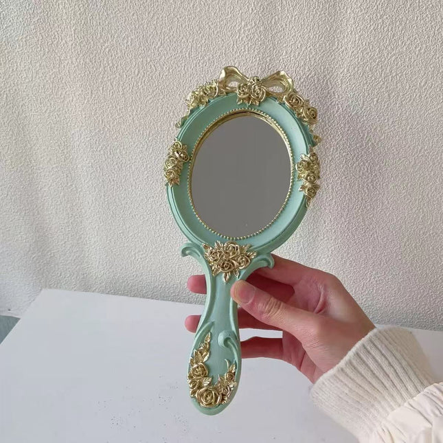 European Retro Handle Mirror Vintage