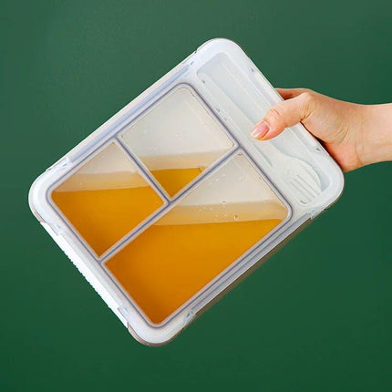 Bento Box, Container with 4 Compartments with Utensil Set