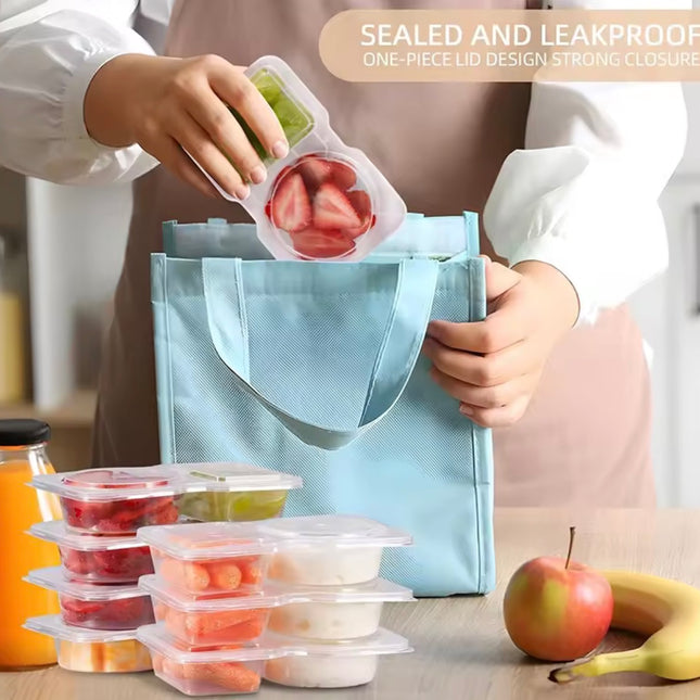 5pcs set Double Compartment Food Storage Containers with Lid
