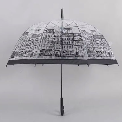Fashion Transparent Long-handle Rain Umbrella