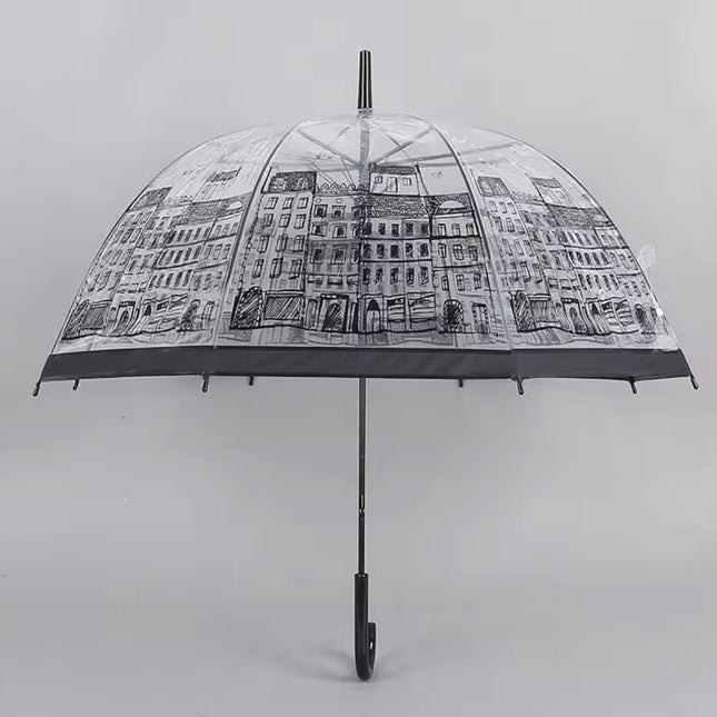 Fashion Transparent Long-handle Rain Umbrella