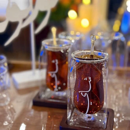 Double glass Arabic font teaset