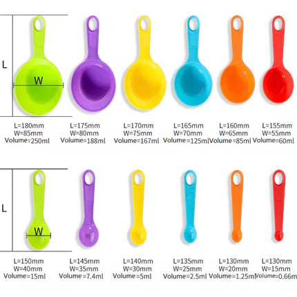 12Pcs Colorful Plastic Measuring Spoon