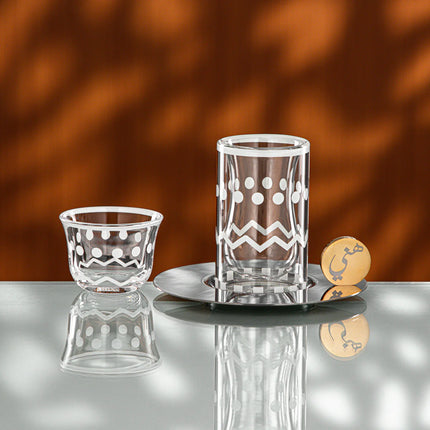 Tea & Coffee Set 18 Pieces Clear with White Rim