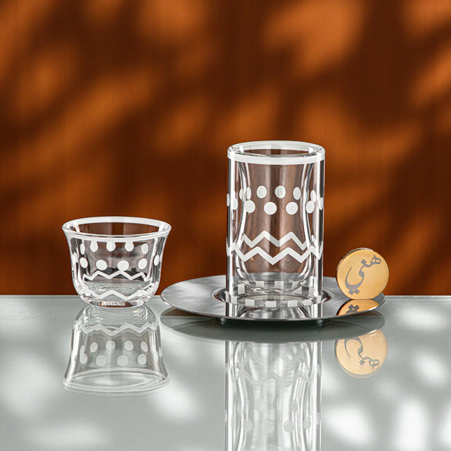 Tea & Coffee Set 18 Pieces Clear with White Rim