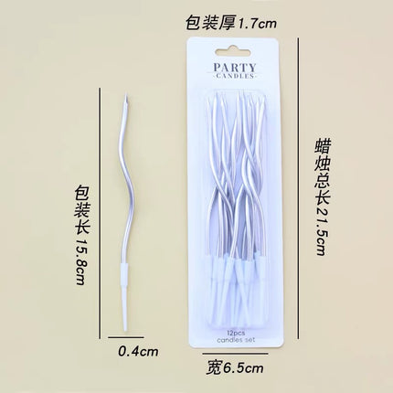 12 pcs gold or silver birthday candle