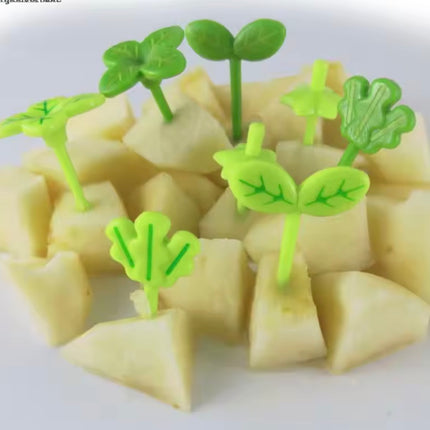 8Pcs leaves Fruit Fork lunch box forks