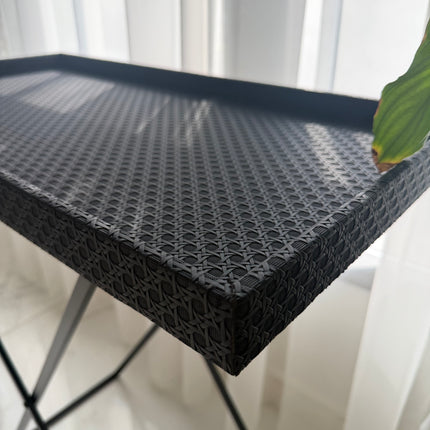 Folded leather display table