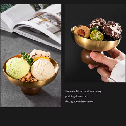 Stainless steel short footed dessert bowl