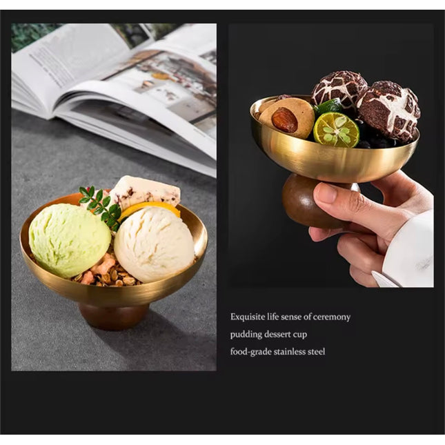 Stainless steel short footed dessert bowl