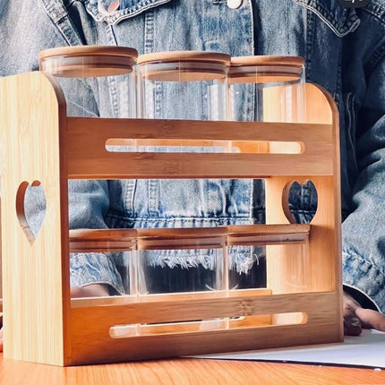 Wooden stand with spice jars