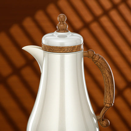 Vacuum Flask Set 1L + 1L Pearl White & Light Wood