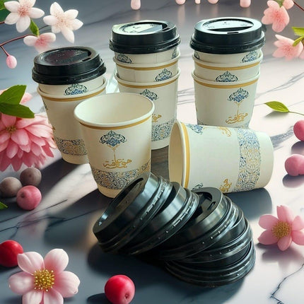 10 قطع من الأكواب الورقية مع غطاء