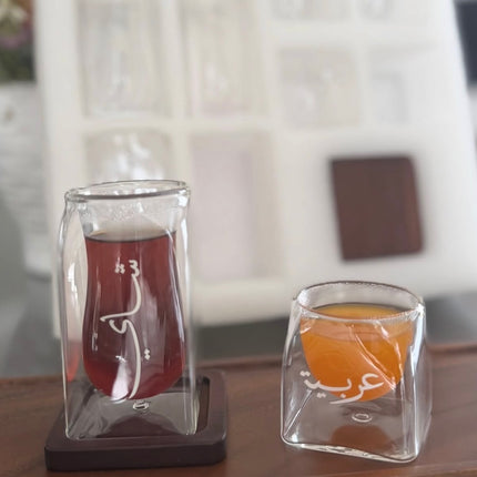 Double glass Arabic font teaset