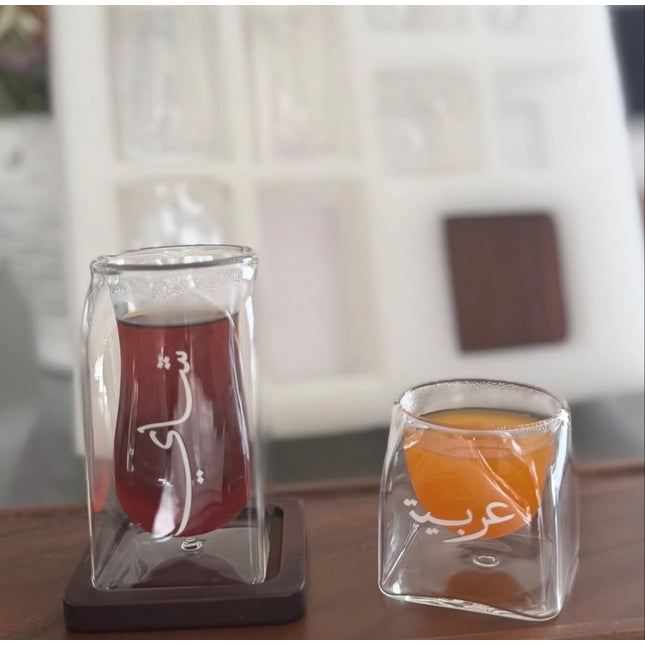 Double glass Arabic font teaset