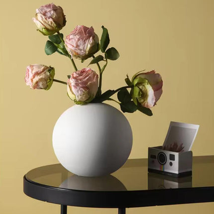 مزهرية سيراميك بيضاء كروية حديثة