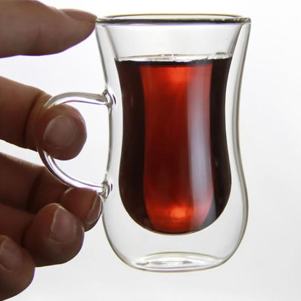 كوب زجاجي شفاف مزدوج الجدار