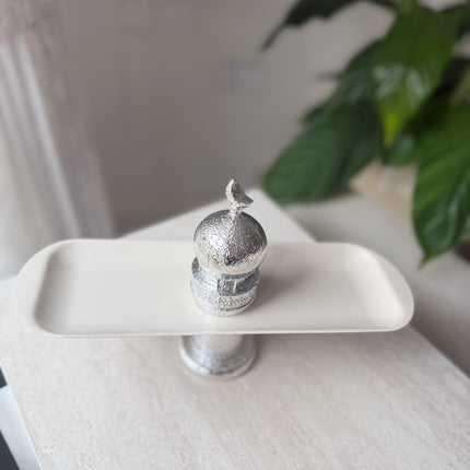 Metal ramadan offwhite silver stand manara style
