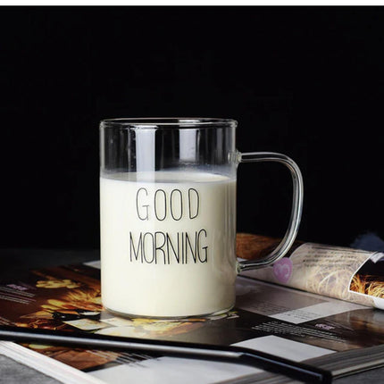كوب زجاجي "صباح الخير" سعة 500 مل