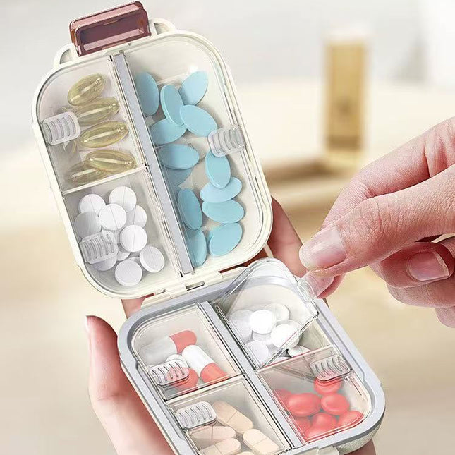 علبة حبوب سفر محمولة أسبوعية بسبع شبكات