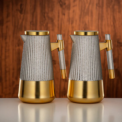Vacuum Flask Set 1L + 1L Matt Nickel & Matt Gold
